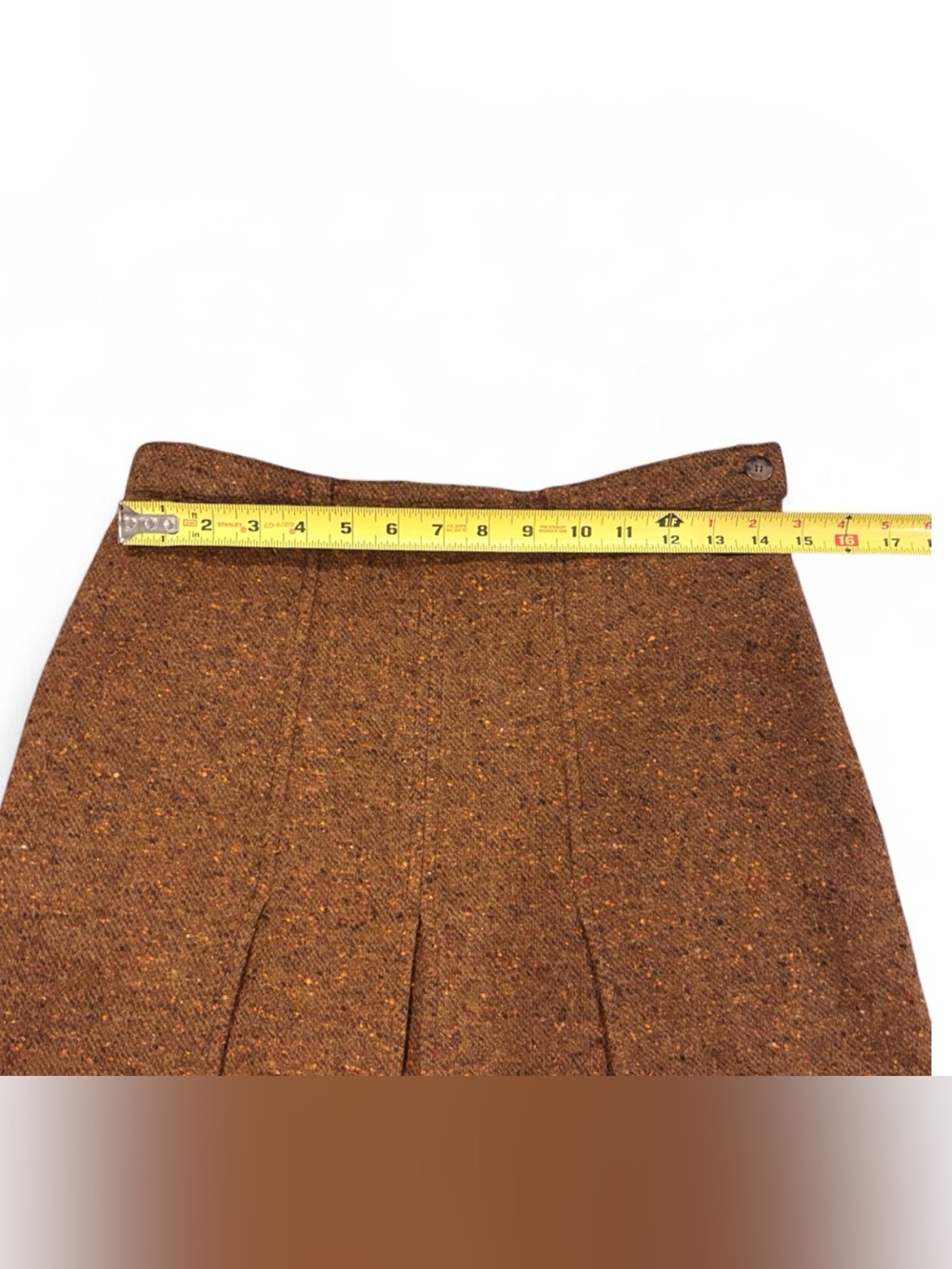 Weekend MaxMara Brown Wool Blend Tweed Pleated A-Line Skirt made in Italy Size 8 - Picture 8 of 9